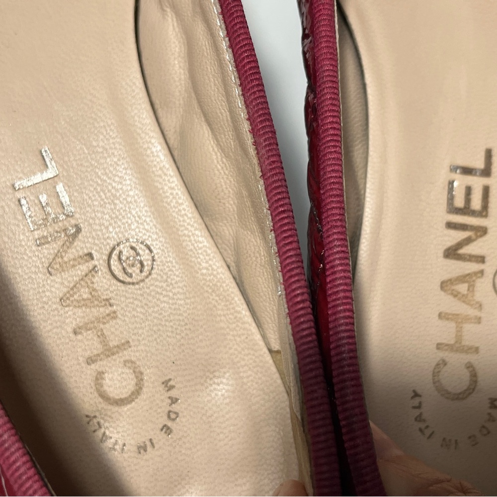 Chanel Burgundy Women's Ballet Flats - Picture 10 of 12